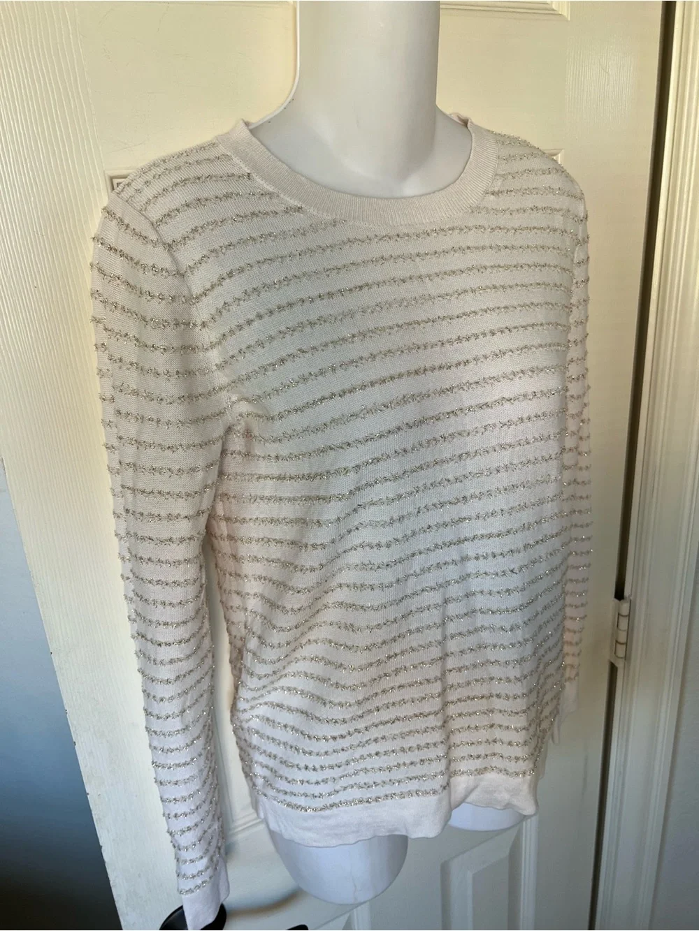 New J. Crew Metallic-stripe Teddie Sweater XS